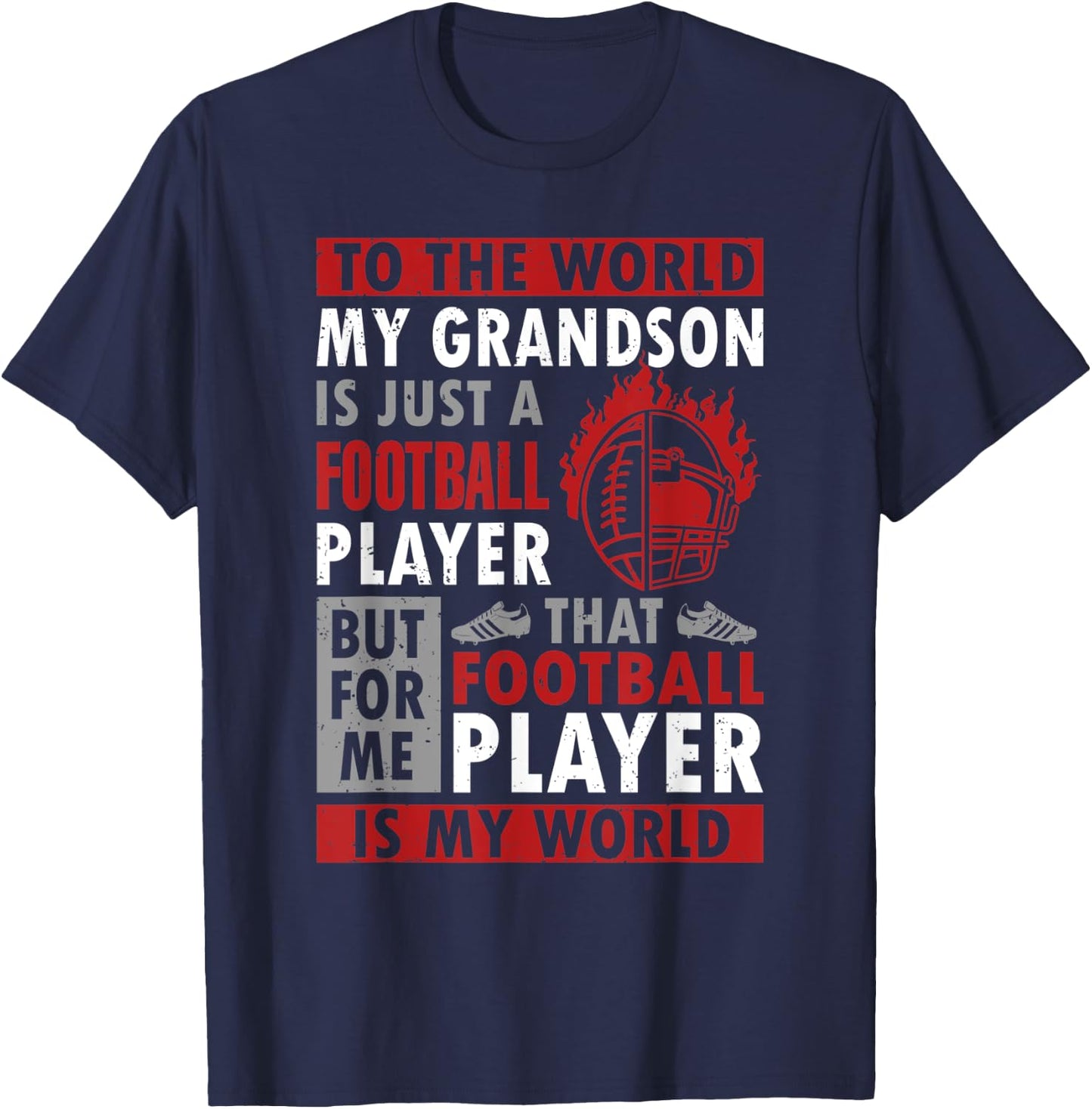 To The Word My Grandson Is Just A Football Player Grandpa T-Shirt - T-Shirt | Navy