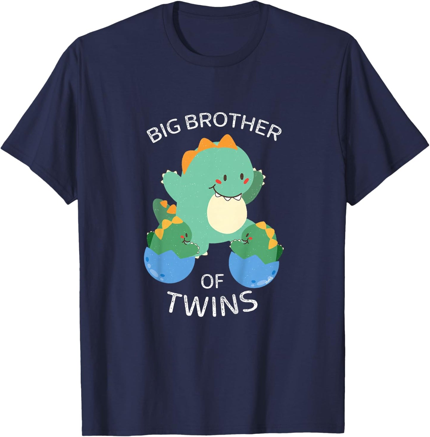 Kids Big Brother of Twins Dinosaur Twin T-Shirt - T-Shirt | Navy