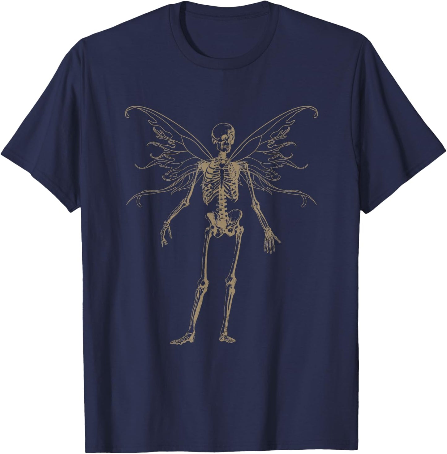 Butterfly Grunge Fairycore Aesthetic Skeleton Y2K Goth T-Shirt - T-Shirt | Navy