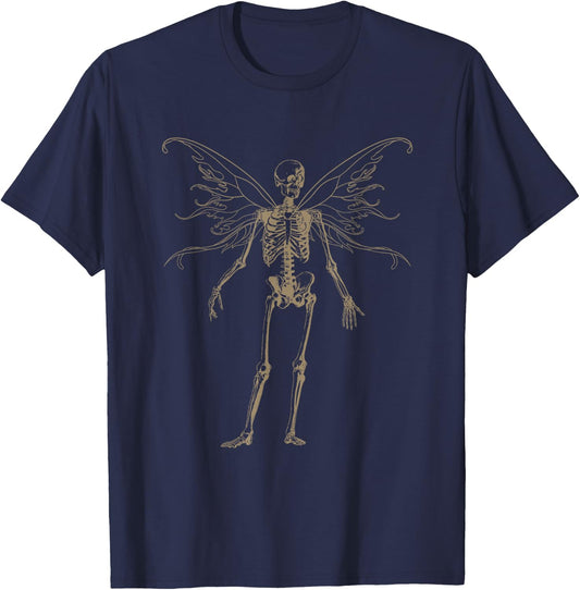 Butterfly Grunge Fairycore Aesthetic Skeleton Y2K Goth T-Shirt - T-Shirt | Navy