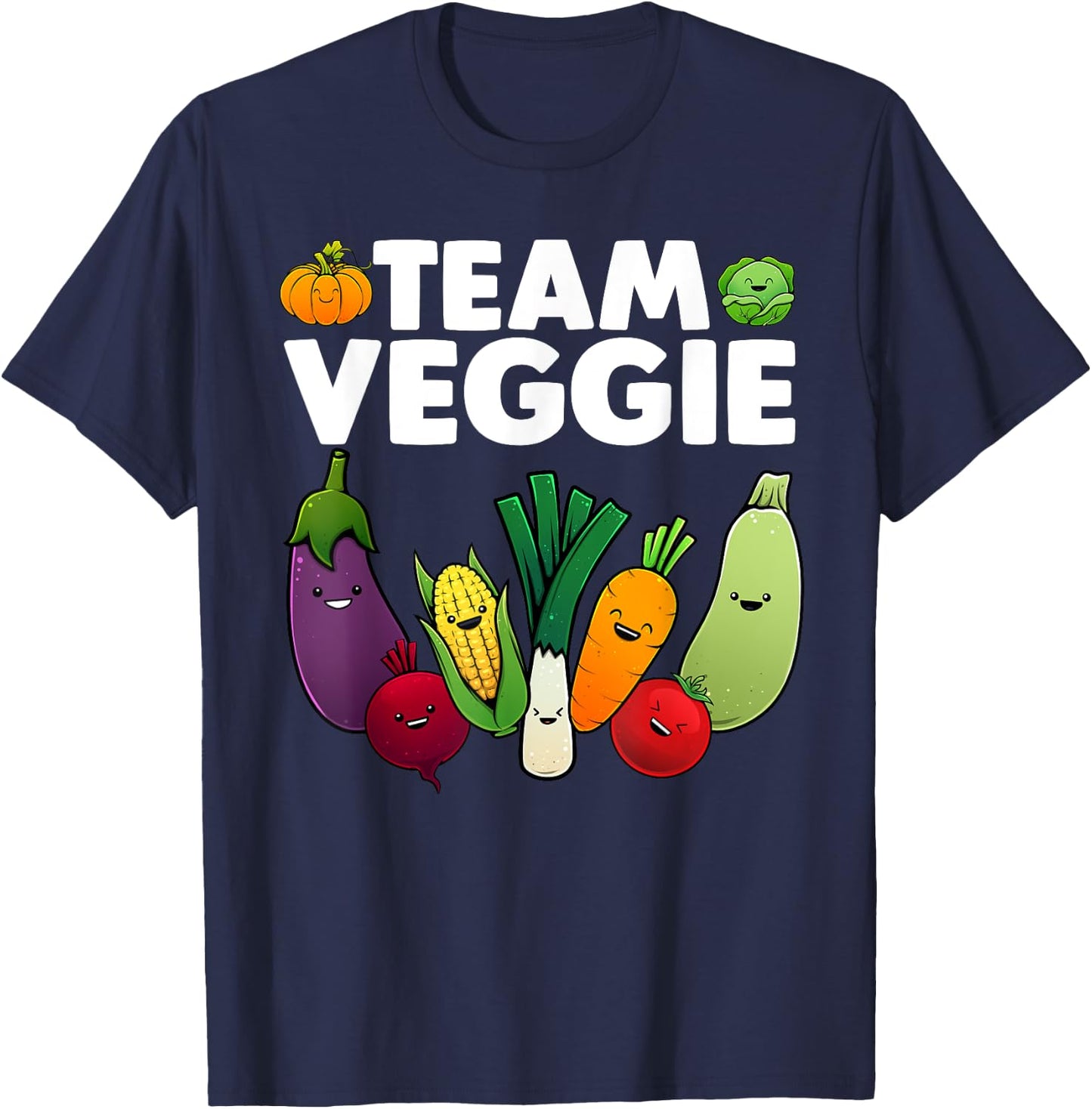 Funny Veggie Art Women Kids Vegan Plant Vegetarian T-Shirt - T-Shirt | Navy
