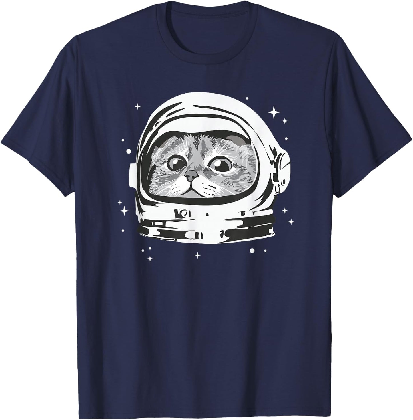 Space Cat Astronaut Funny Graphic T-Shirt - T-Shirt | Navy