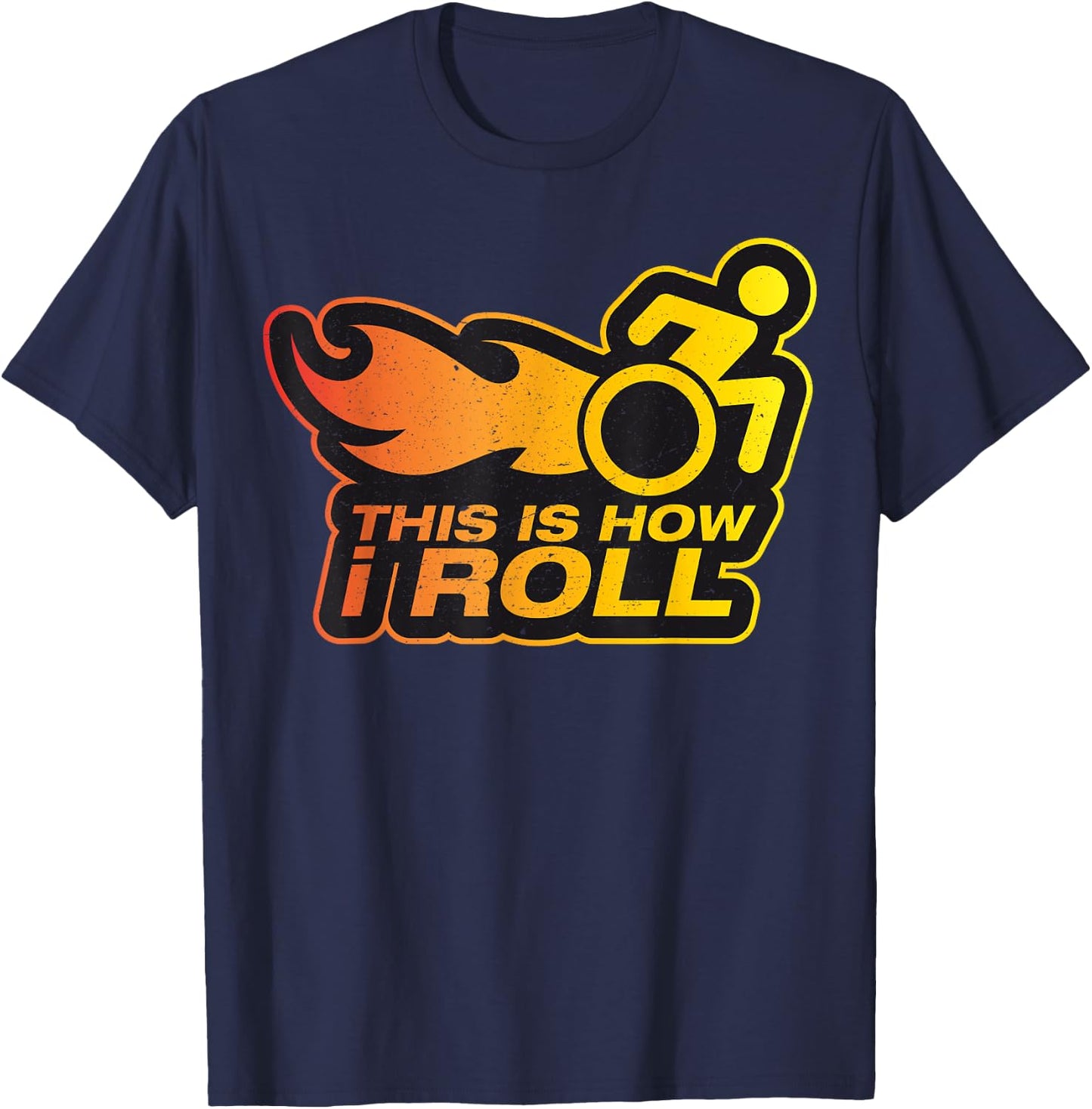 Funny Wheelchair Disability Leg Amputee Humor Vintage T-Shirt - T-Shirt | Navy