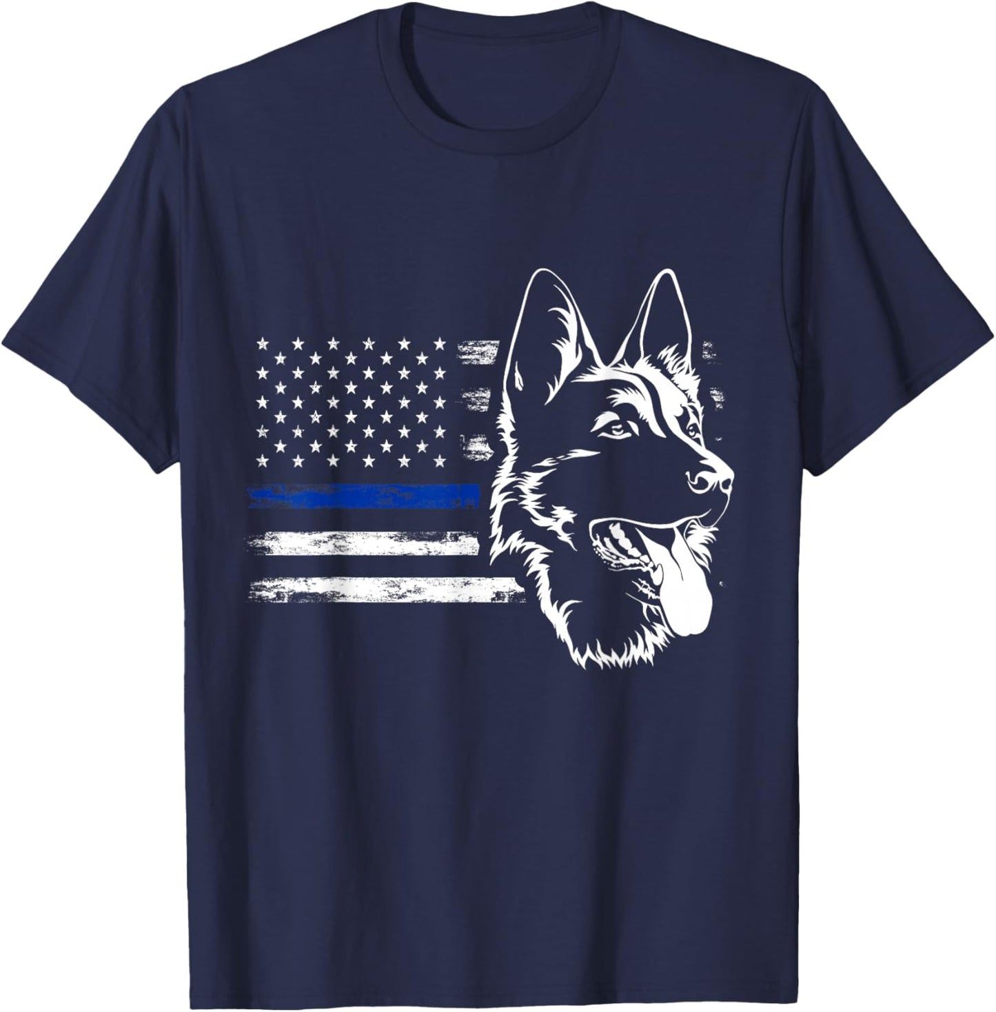 US Flag German Shepherd Police T-Shirt - T-Shirt | Navy