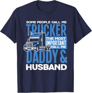 Trucker Daddy Husband Truck Driving Dad T-Shirt - T-Shirt | Navy