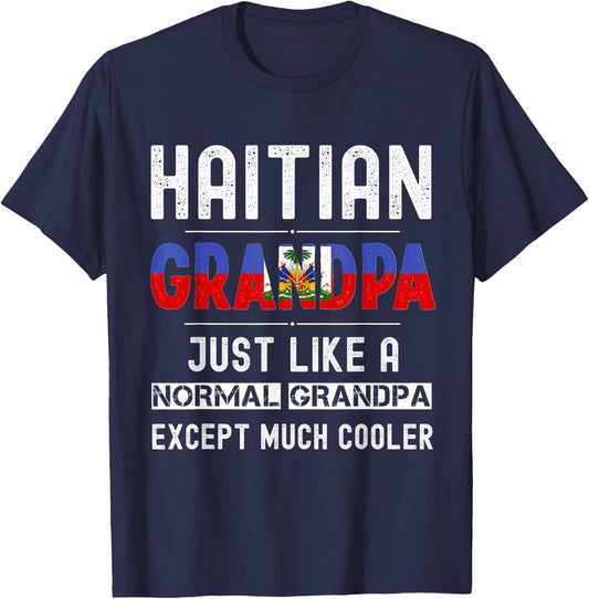 Haitian Grandpa fathers day from kids son funny men birthday T-Shirt - T-Shirt | Navy