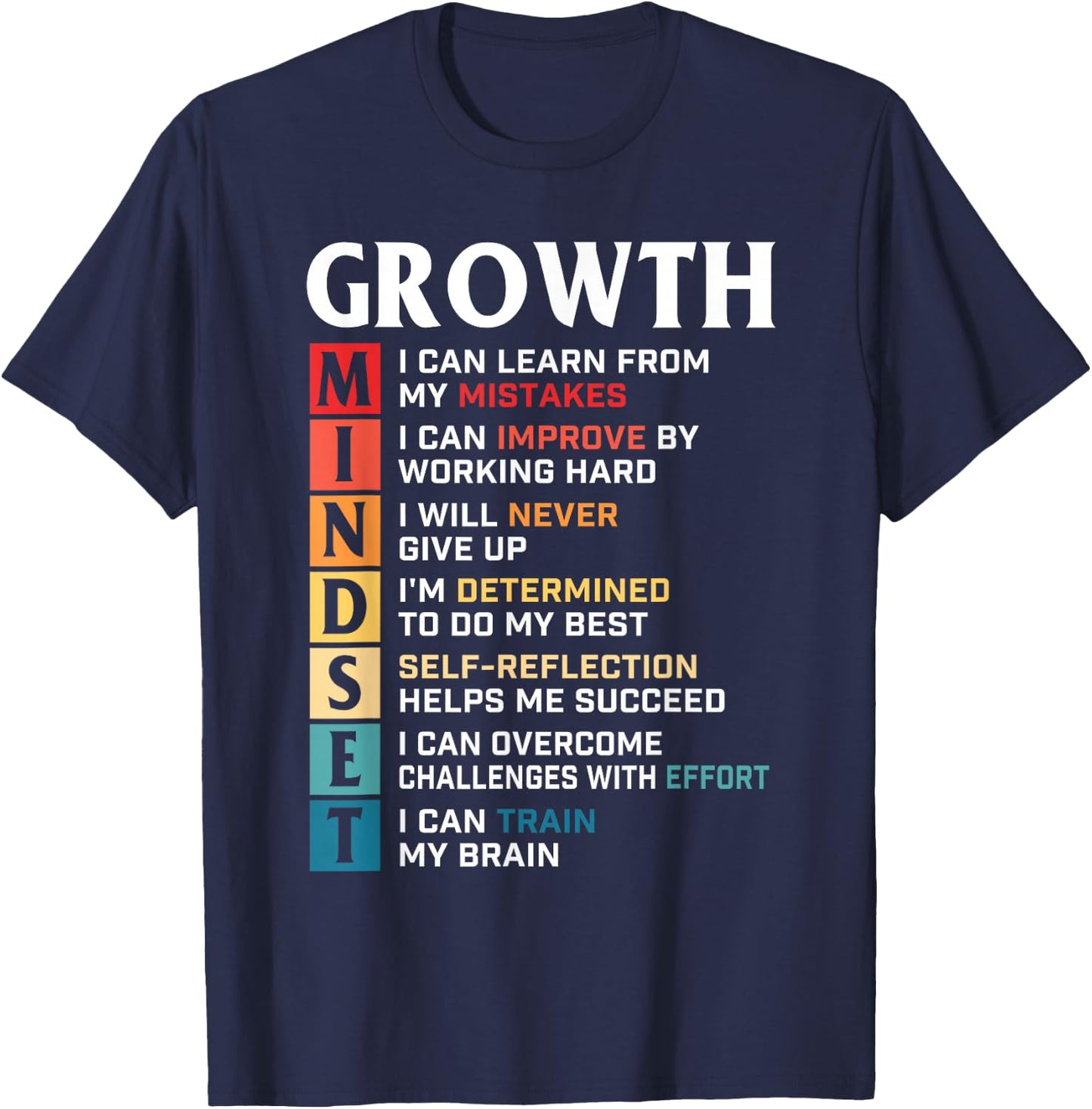 Growth Mindset Definition - Motivational Quote Inspiration Small T-Shirt - T-Shirt | Navy