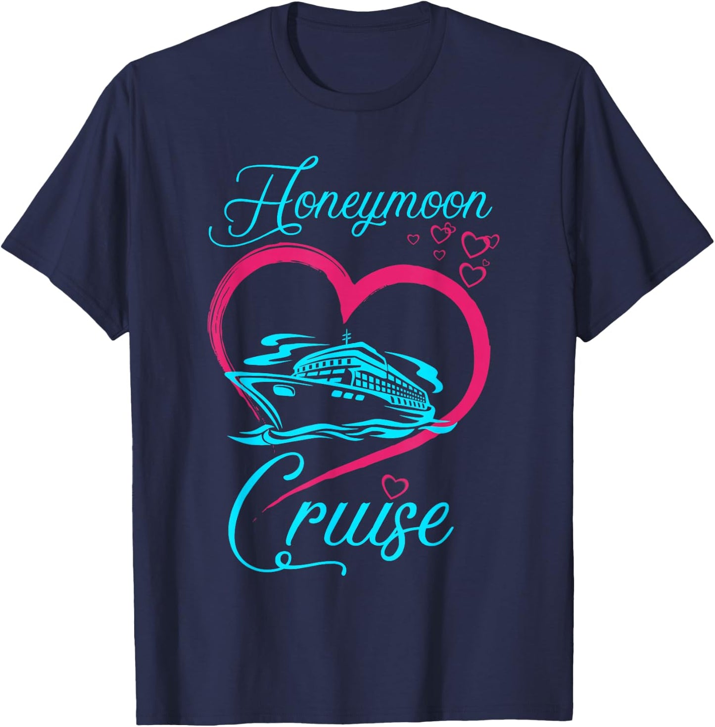 Newlywed Fun-Loving Couples Honeymoon Cruise T-Shirt - T-Shirt | Navy