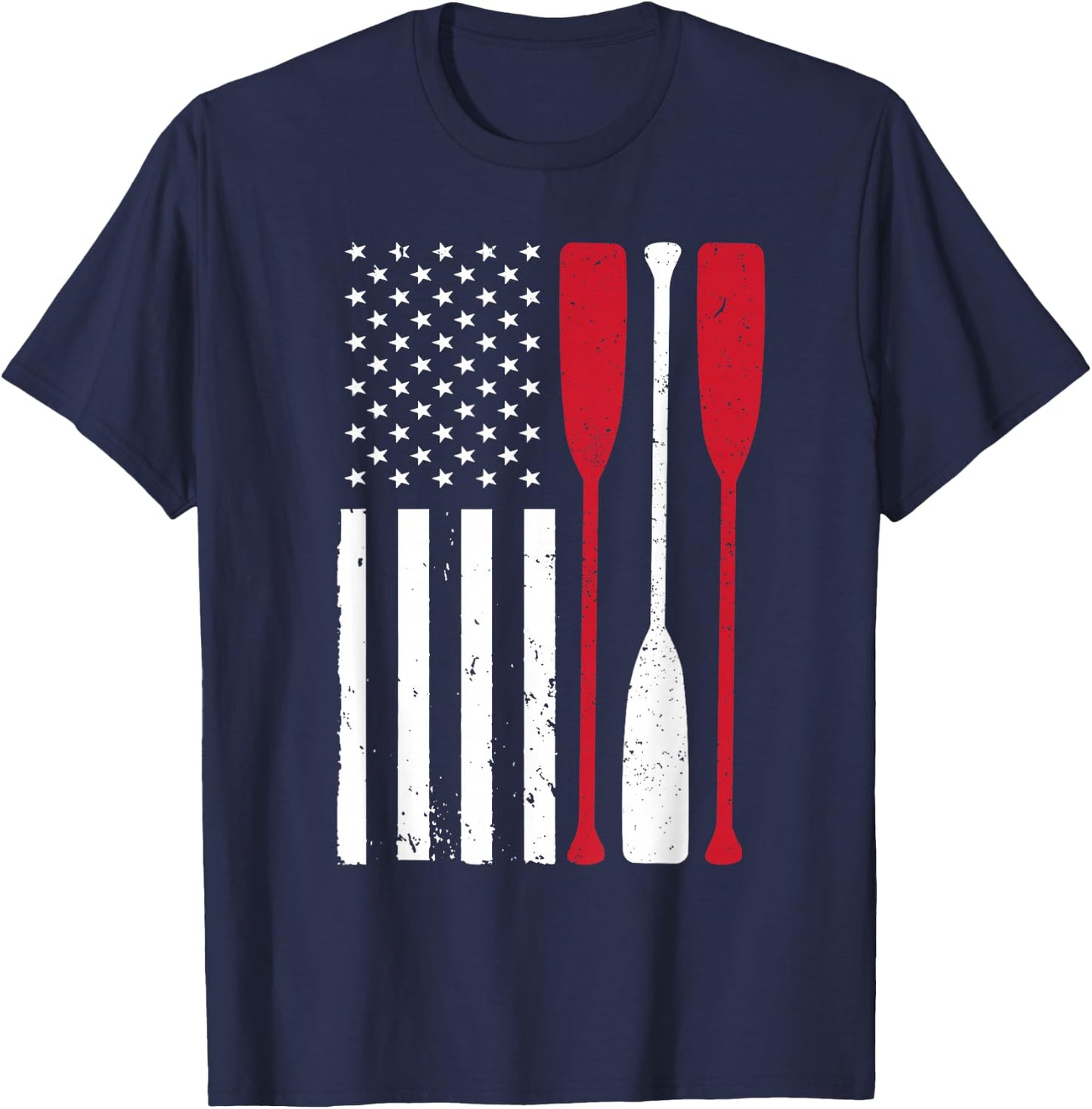Funny Rowing Art Men Women US America Flag Coxswain Row Crew T-Shirt - T-Shirt | Navy
