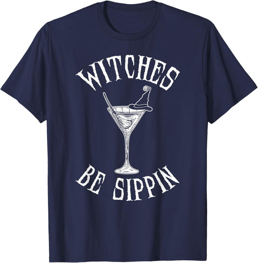 Witches Cocktail Witches be Sippin Halloween T-Shirt - T-Shirt | Navy