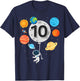 10th Birthday Astronaut Balloon Planet 10 Year Old Boy T-Shirt - T-Shirt | Navy
