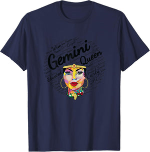Gemini Queen Shirt Birthday Melanin Gemini Black Girl T-Shirt - T-Shirt | Navy