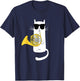 Funny Cat Wearing Sunglasses Playing French Horn T-Shirt - T-Shirt | Navy