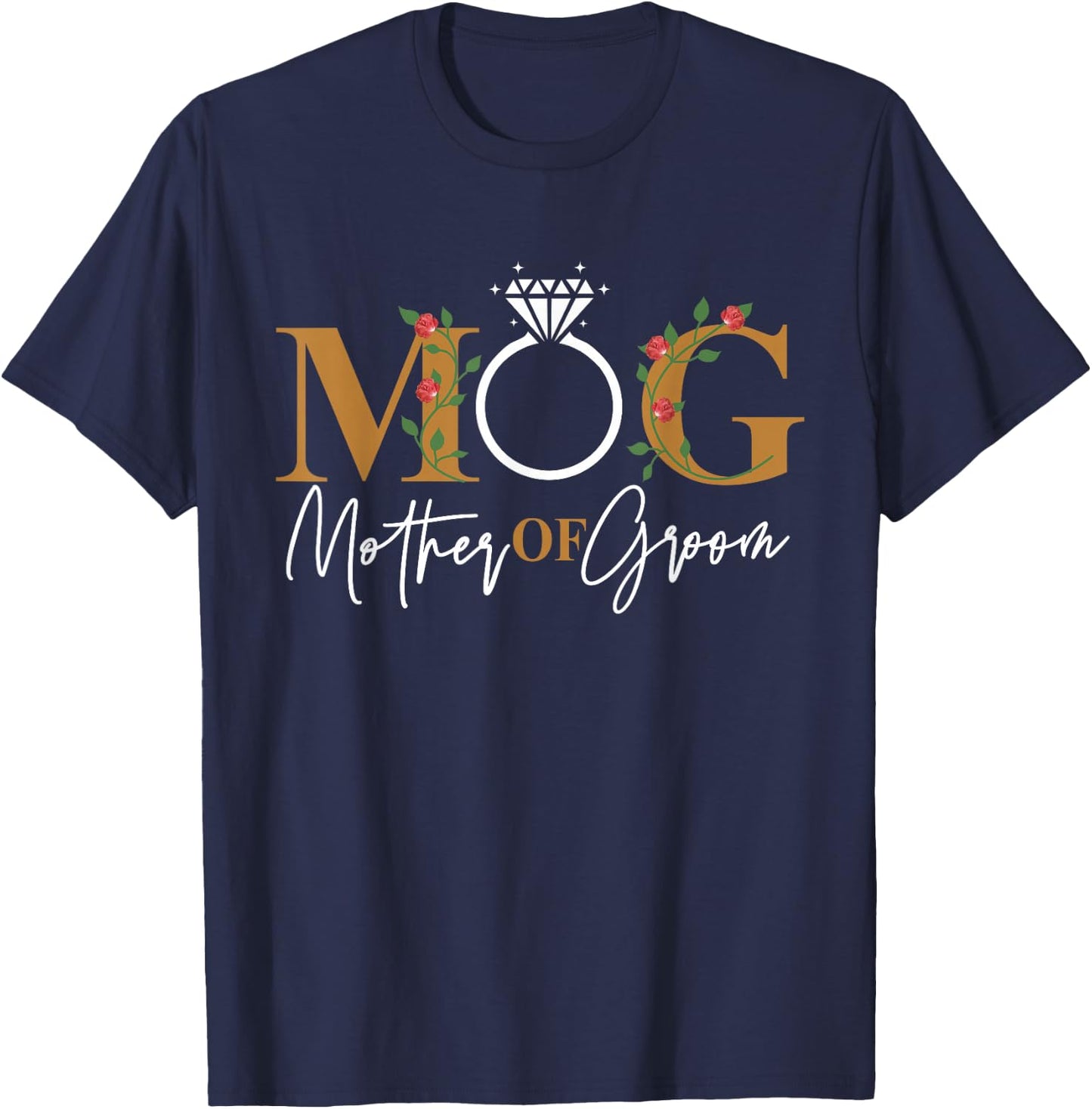 Father and Mother of Groom Diamond Ring MOG Wedding T-Shirt - T-Shirt | Navy