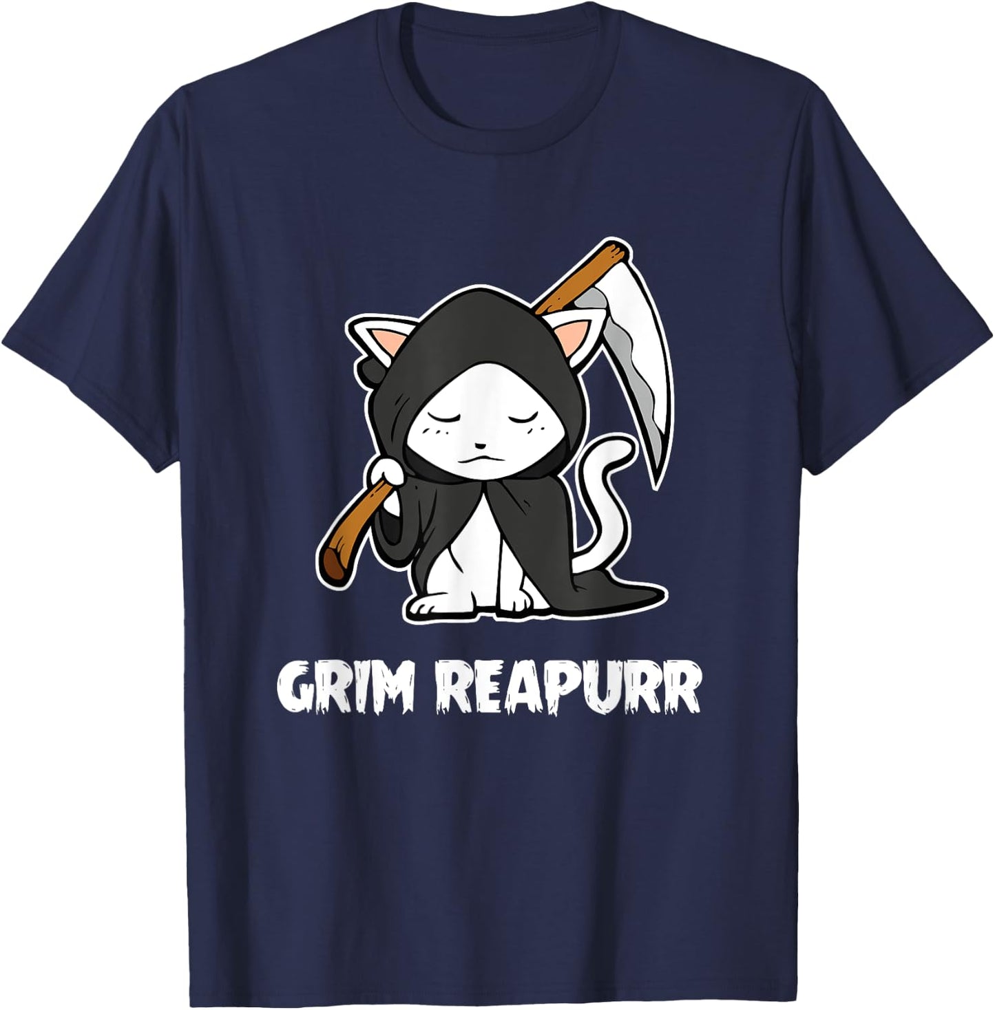 Grim Reapurr Grim Reaper Cat Halloween Costume Kitten Cats T-Shirt - T-Shirt | Navy