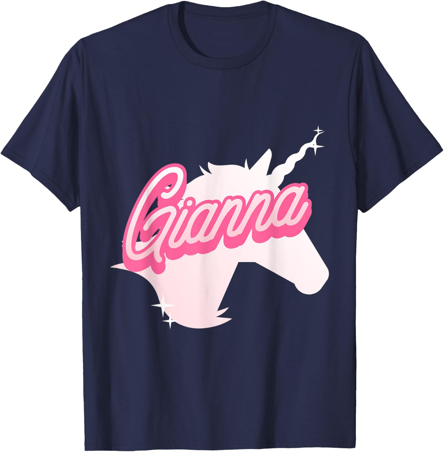 Gianna Name Gift Personalized Unicorn Theme Party T-Shirt - T-Shirt | Navy