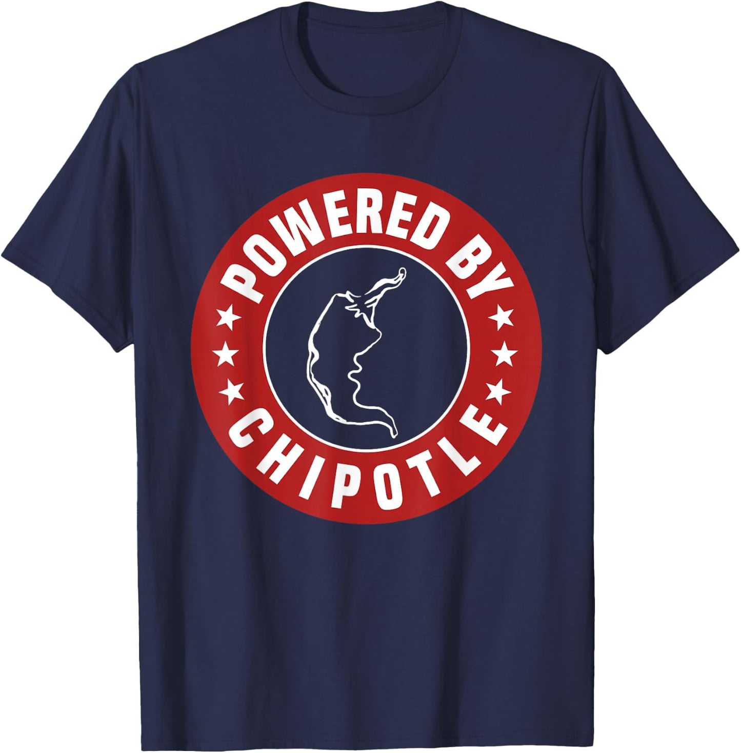 Funny Powered By Chipotle Design Chili Pepper T-Shirt - T-Shirt | Navy