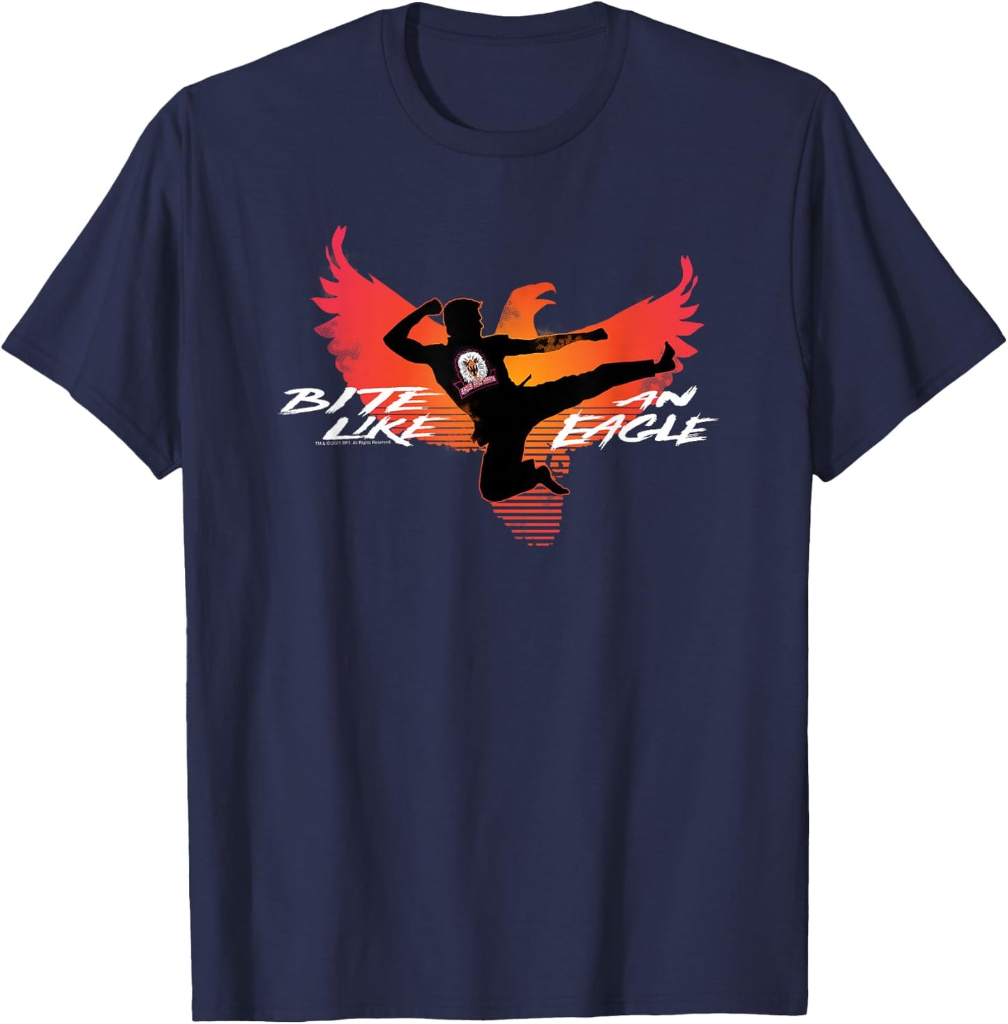 Cobra Kai Bite Like an Eagle Jump Kick TV Show T-Shirt - T-Shirt | Navy