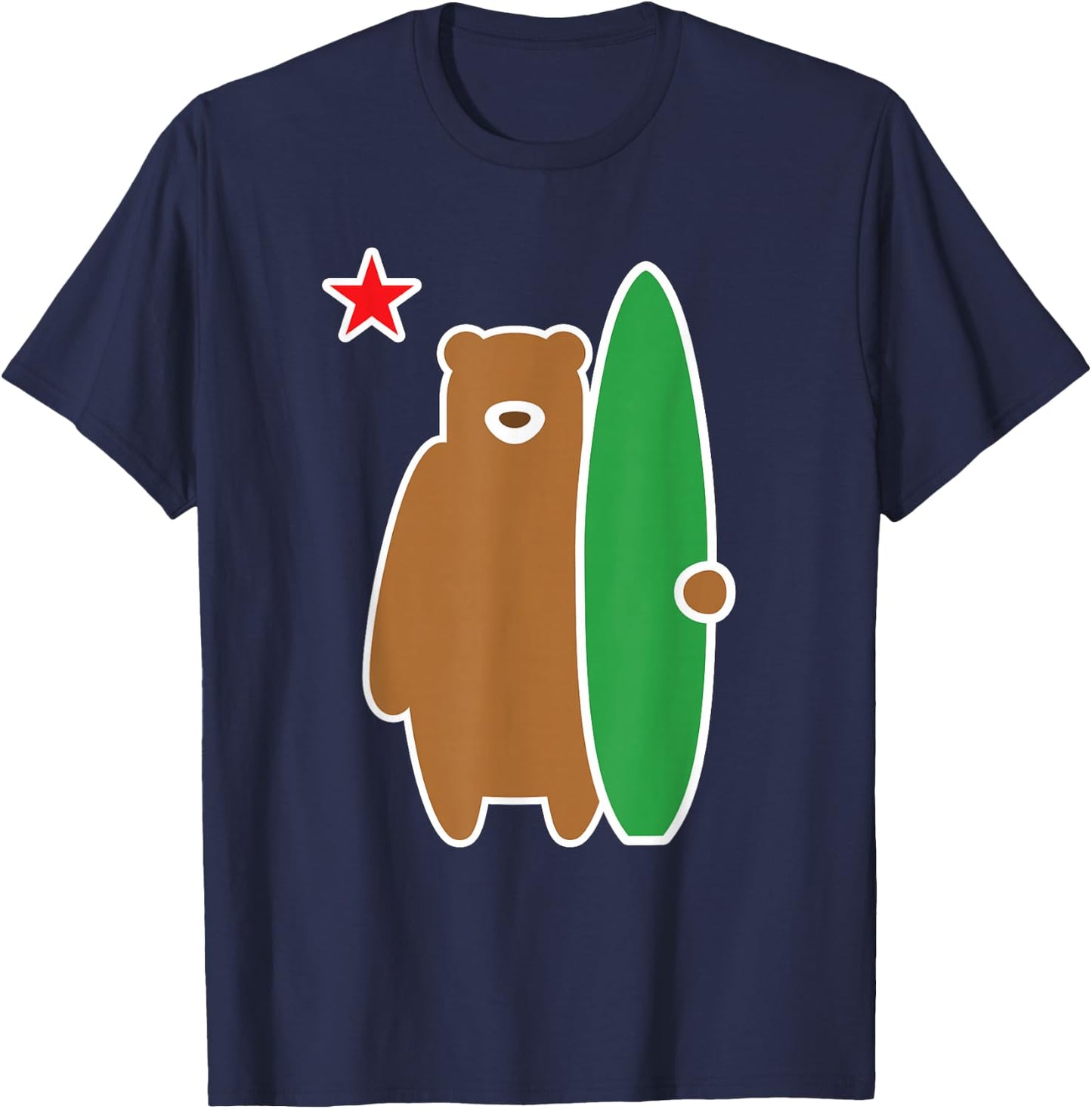 California Bear with Surf Board Surfing T-Shirt - T-Shirt | Navy