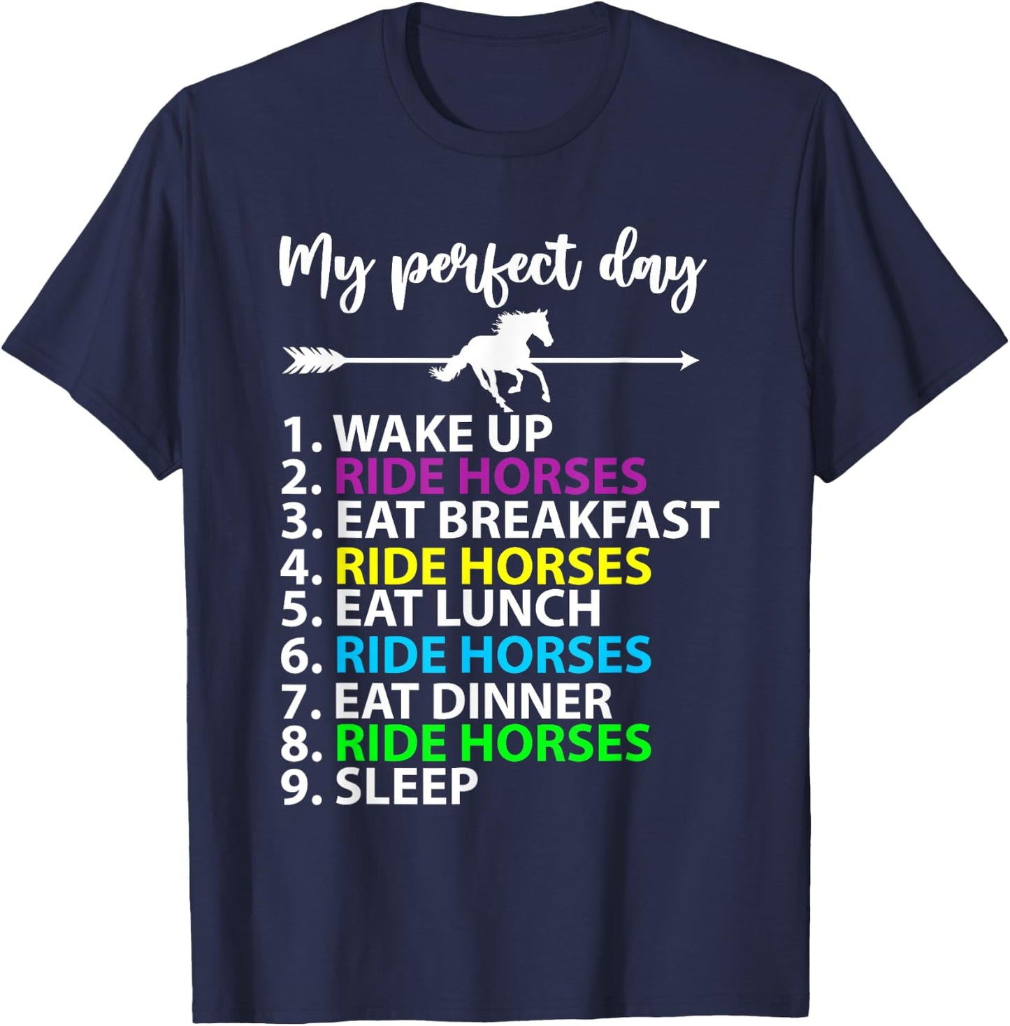 My Perfect Day Horse Riding Horse Lover Equestrian Horse T-Shirt - T-Shirt | Navy