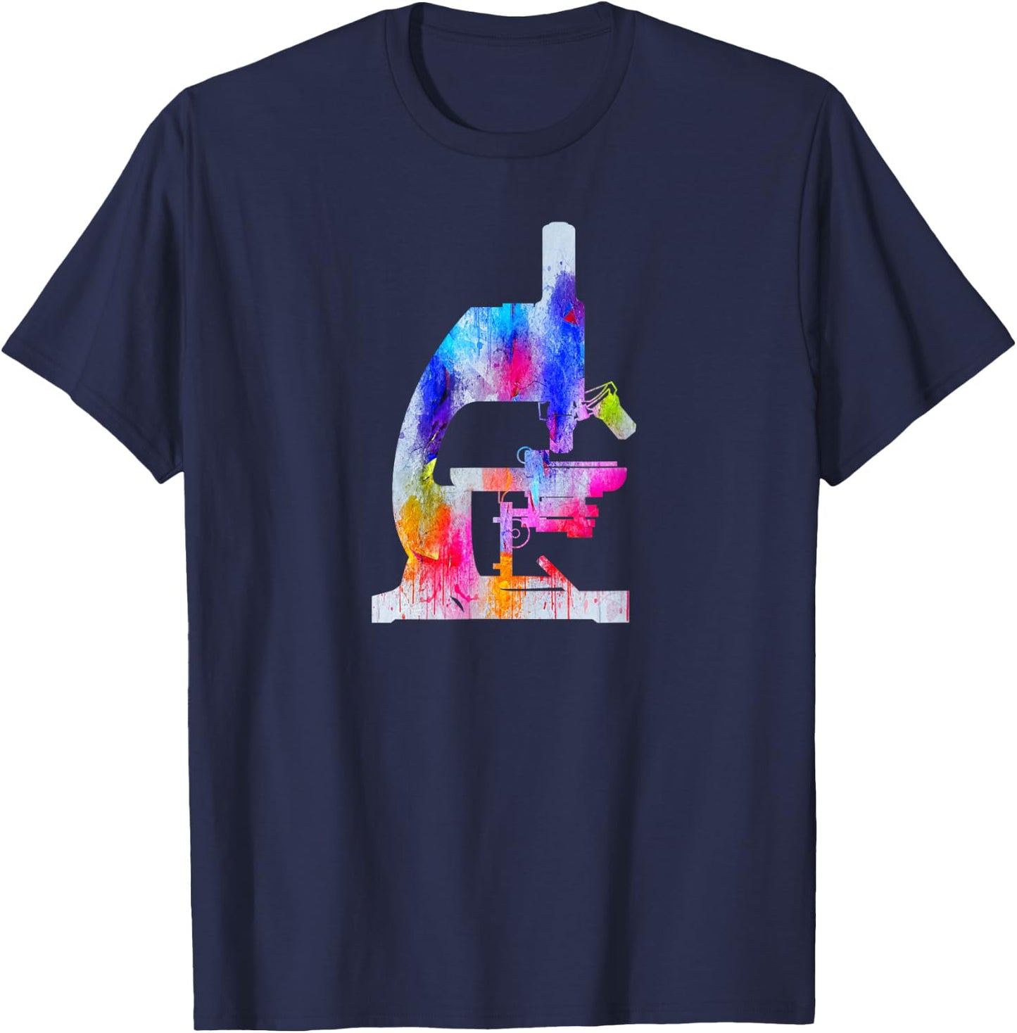 Microscope Watercolor Female Scientist Lab Tech Gift T-Shirt - T-Shirt | Navy