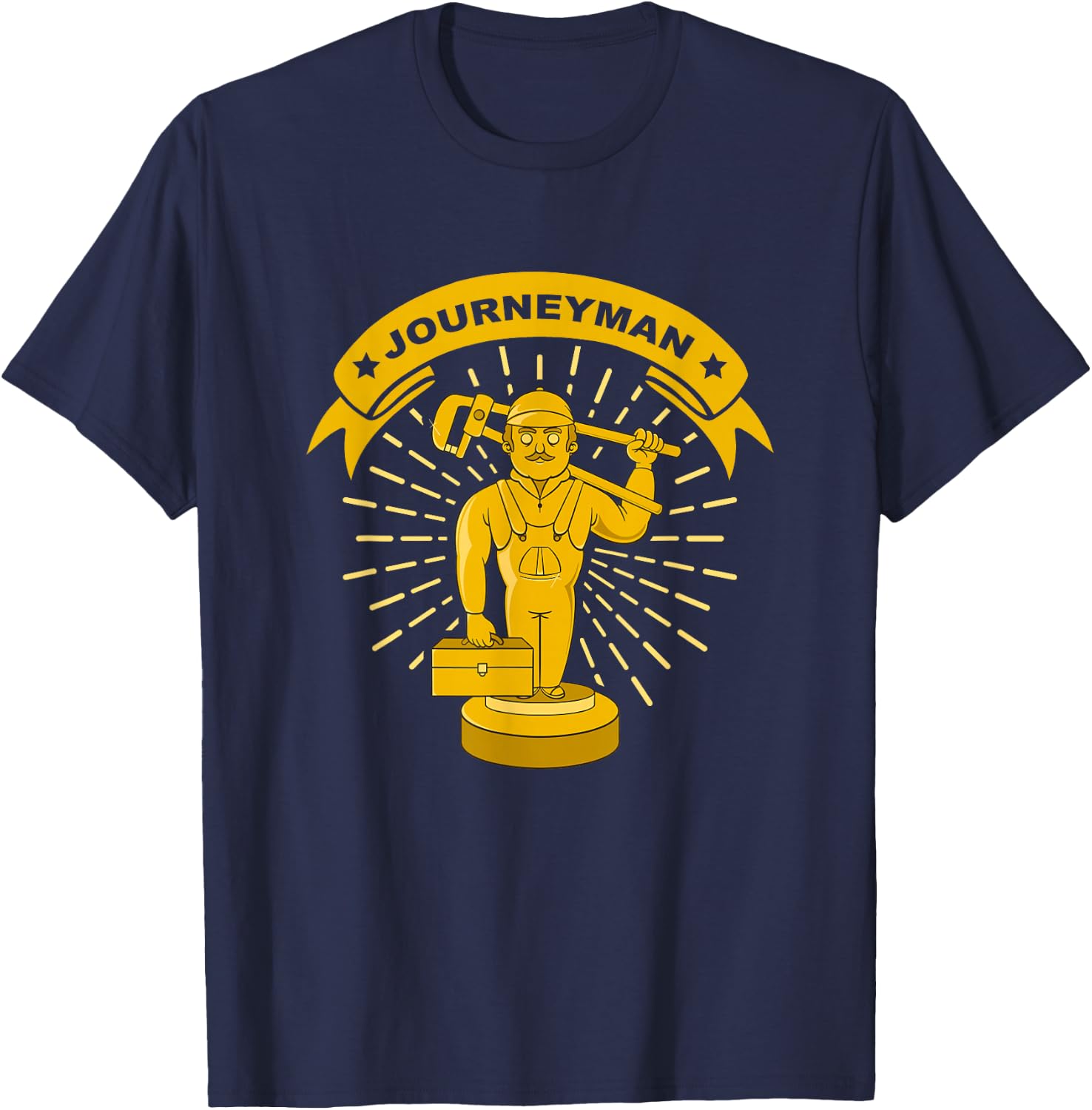 Journeyman Plumber Gift Trophy Statue Plumbing T-Shirt - T-Shirt | Navy