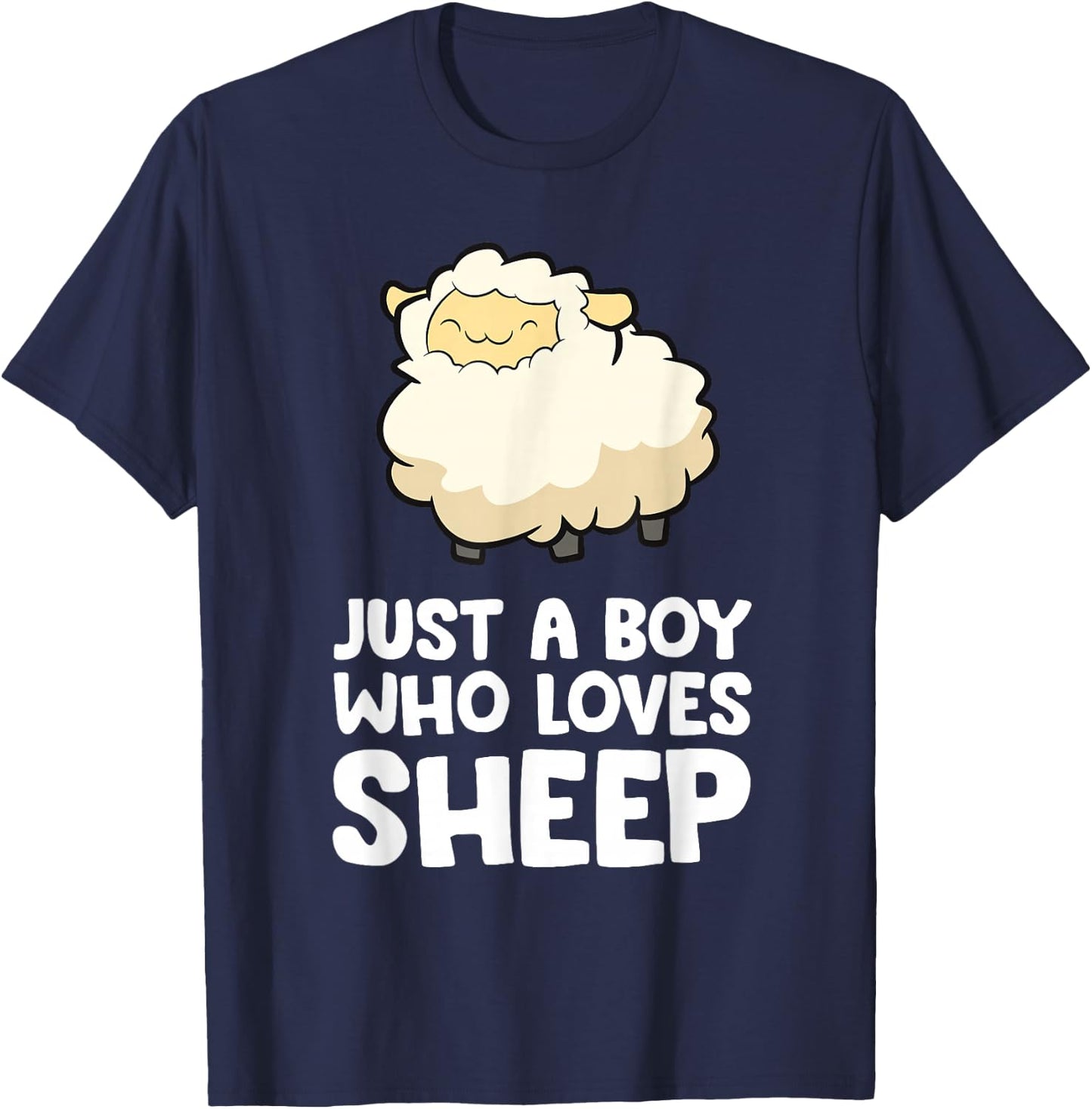 Sheep Lambs Sheep Farmer Just a Boy Who Loves Sheep T-Shirt - T-Shirt | Navy