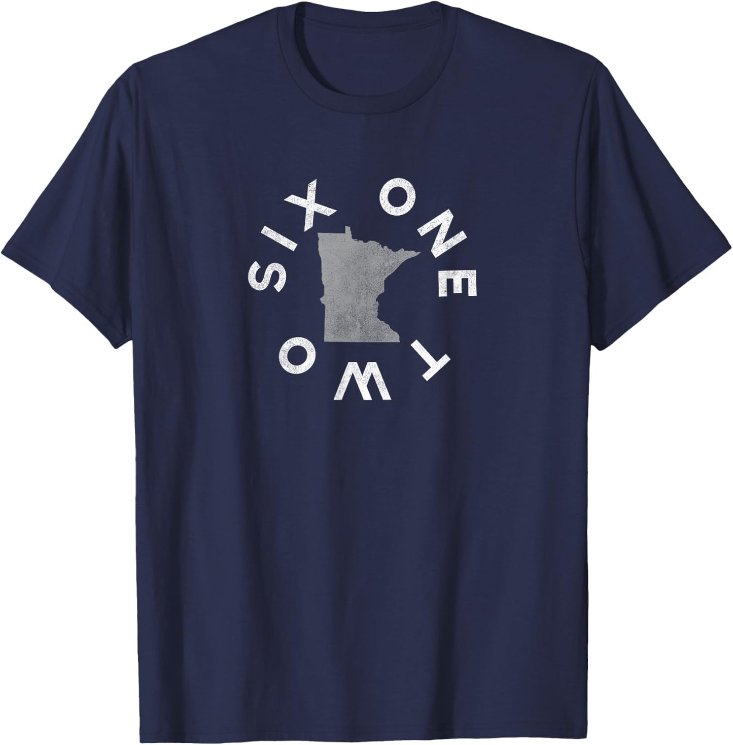 Vintage 612 Six One Two Minnesota Outline Map MN T-Shirt - T-Shirt | Navy