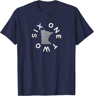Vintage 612 Six One Two Minnesota Outline Map MN T-Shirt - T-Shirt | Navy