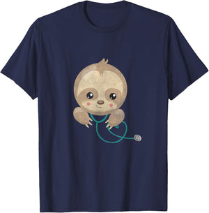 Sloth Lover Nurse T Shirt Doctor Medical Pediatric RN Gifts T-Shirt - T-Shirt | Navy