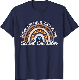 School Counselor - Appreciation Rainbow Teacher Counseling Women T-Shirt - T-Shirt | Navy
