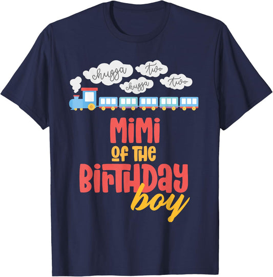 Mimi Birthday Boy Train I'm 2 Two Yr Old Chugga Engine T-Shirt - T-Shirt | Navy
