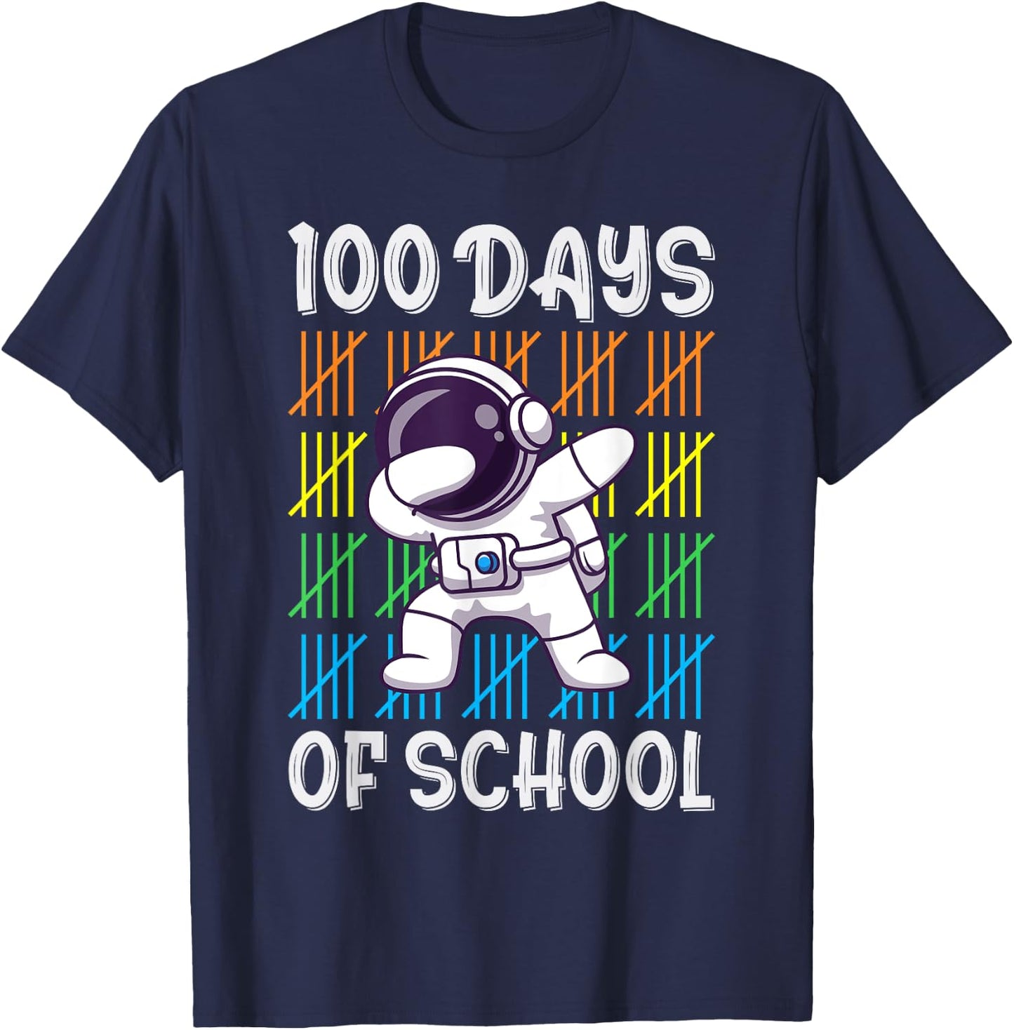 100th Day of School Boys Girls Kids Funny Dabbing Astronaut T-Shirt - T-Shirt | Navy