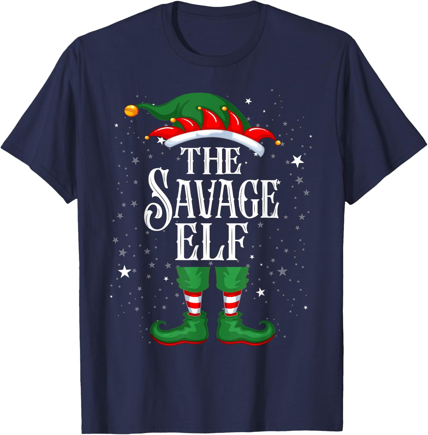 Christmas Elf Matching Family Group Funny The Savage Elf T-Shirt - T-Shirt | Navy