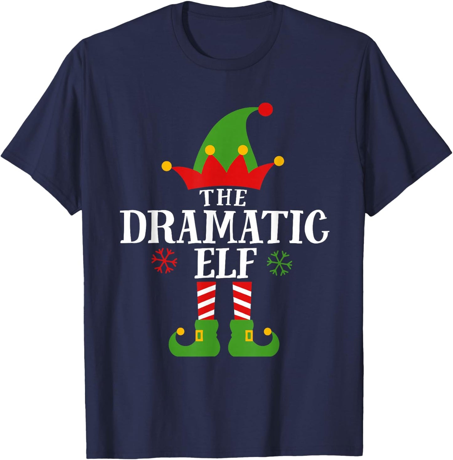 Dramatic Elf Funny Matching Family Group Christmas Pajama T-Shirt - T-Shirt | Navy