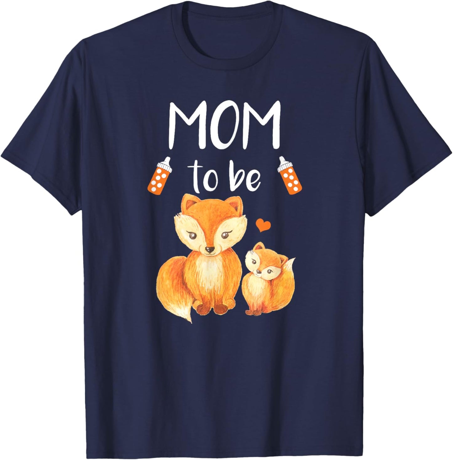 Mom To Be Fox Baby Shower Cute Forest Animal T-Shirt - T-Shirt | Navy