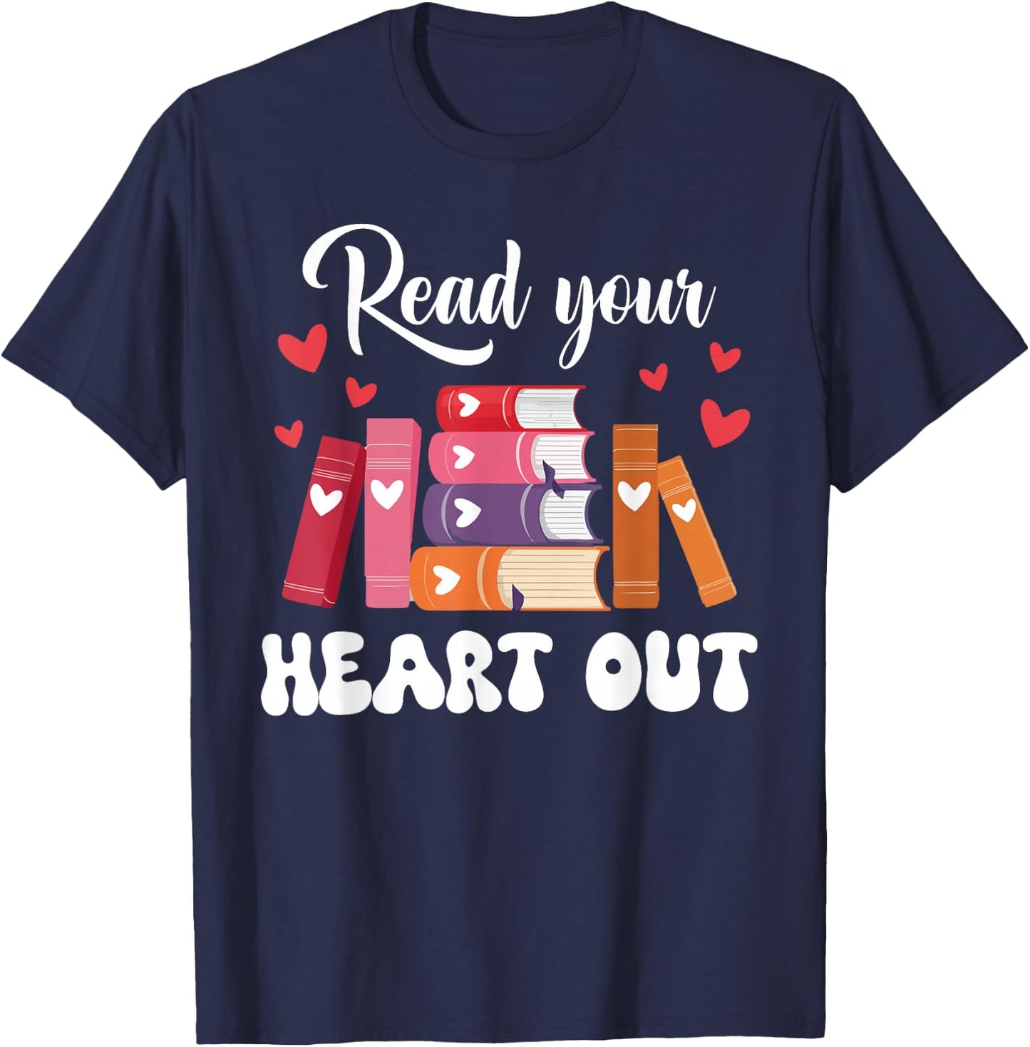 Cute Retro Reading Book Reader Women Valentine T-Shirt - T-Shirt | Navy