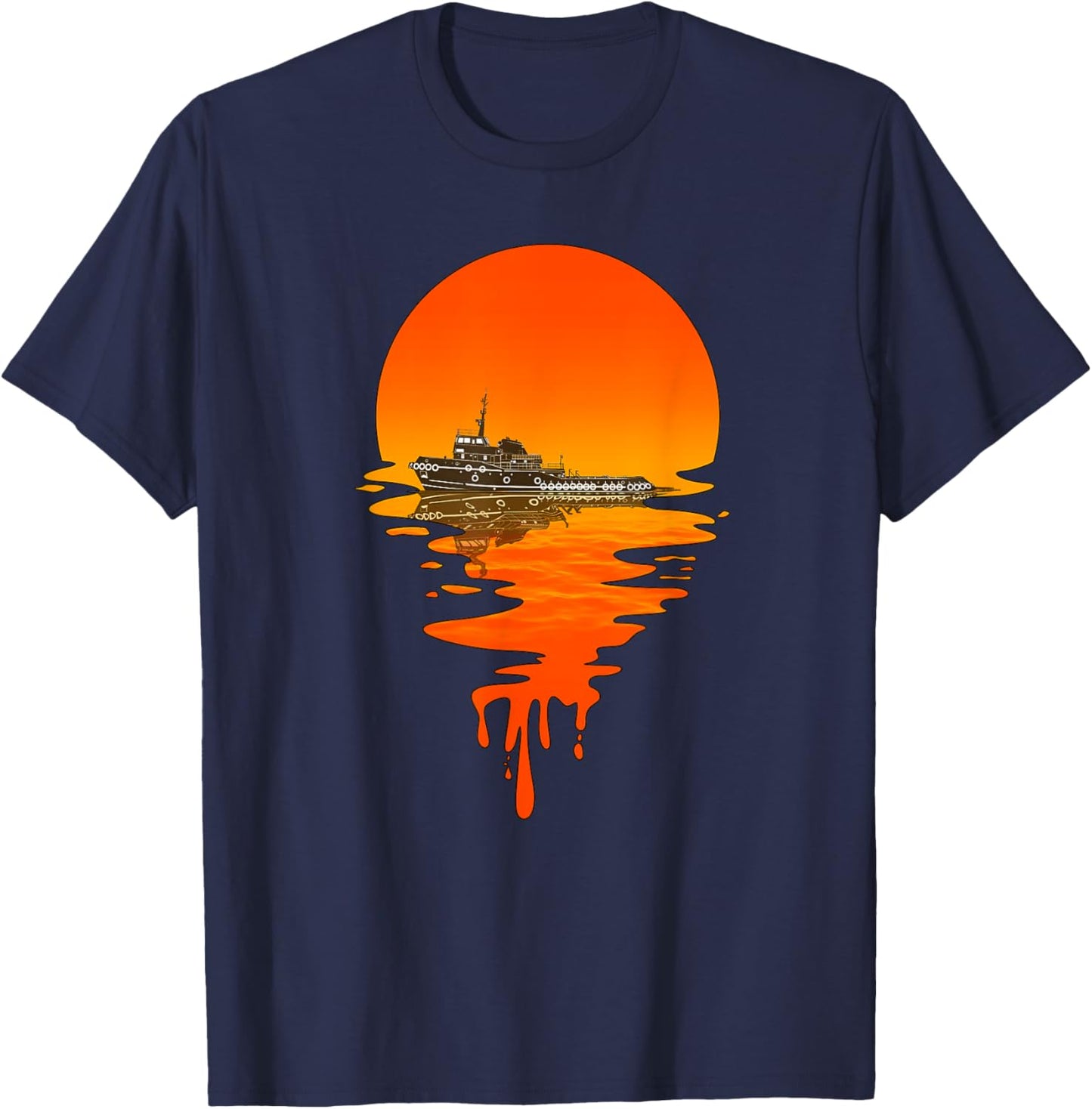 Vintage Retro Style Tugboat T-Shirt - T-Shirt | Navy