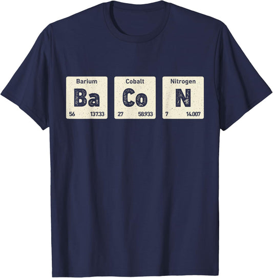 Bacon Science Chemistry Funny Periodic Table Of Elements T-Shirt - T-Shirt | Navy