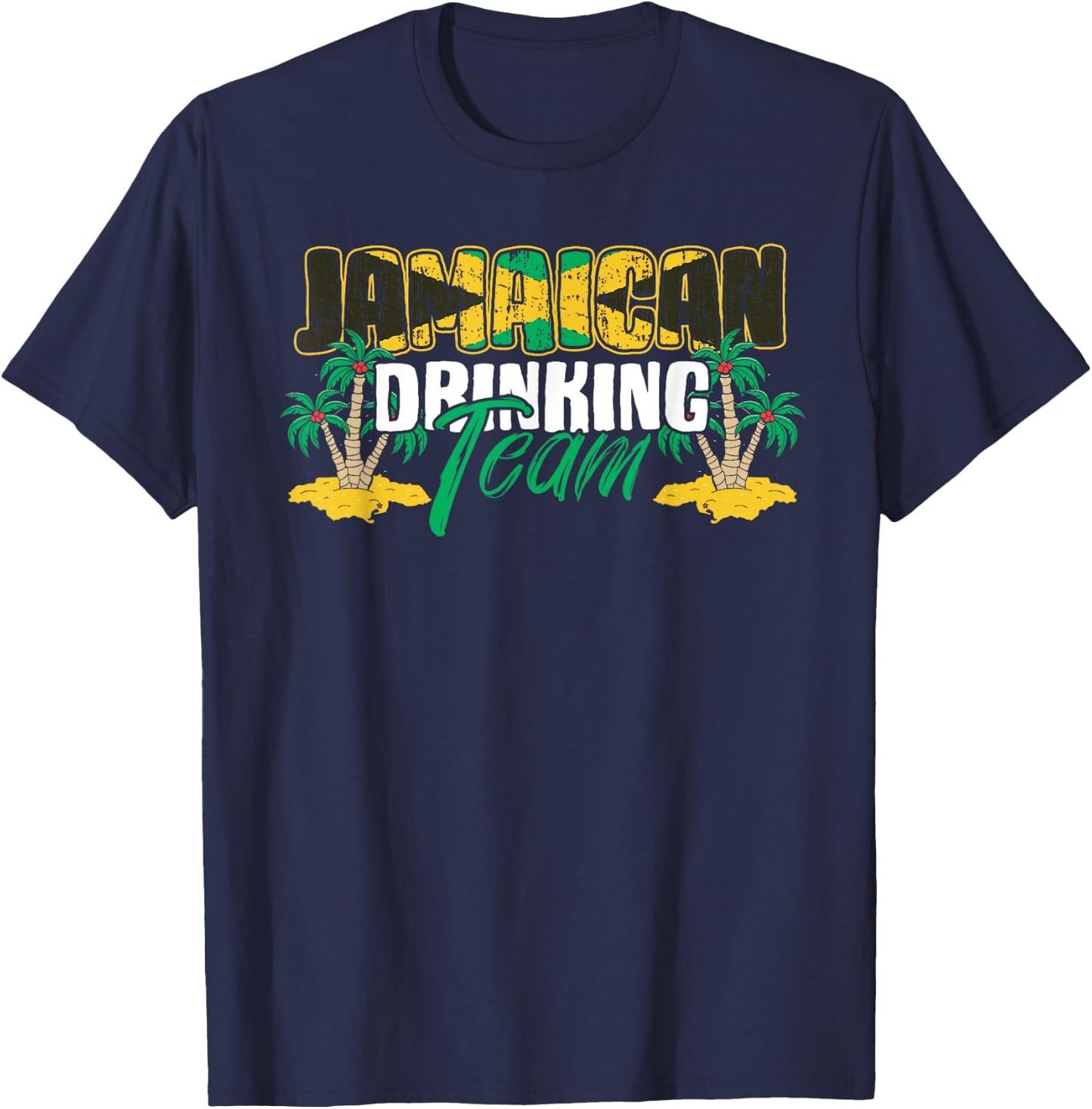 Jamaican Drinking Team Jamaica Flag Beer Lover Men Women T-Shirt - T-Shirt | Navy