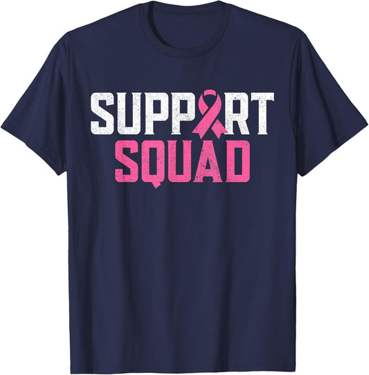 Support Squad Breast Cancer Warrior Breast Cancer Awareness T-Shirt - T-Shirt | Navy