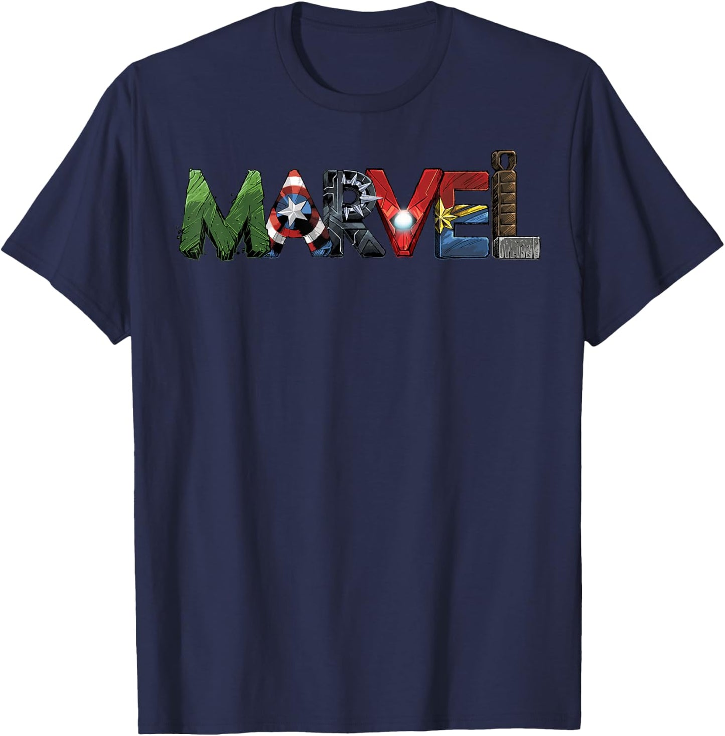 Marvel Avengers Character Text Portrait Small T-Shirt - T-Shirt | Navy
