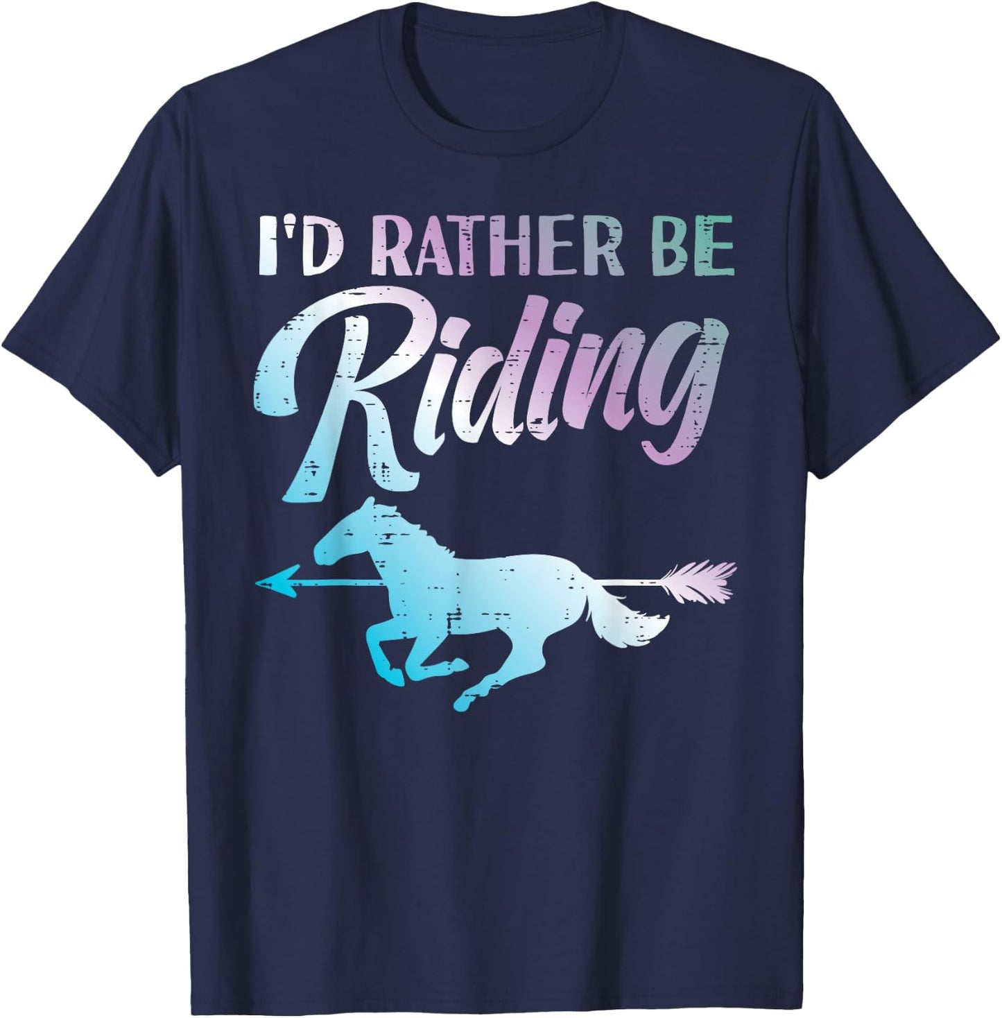 Id Rather Be Riding Horse Rider Equestrian Men Women Kids T-Shirt - T-Shirt | Navy