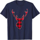 Red Buffalo Plaid Deer Reindeer Head Christmas Hunting T-Shirt - T-Shirt | Navy
