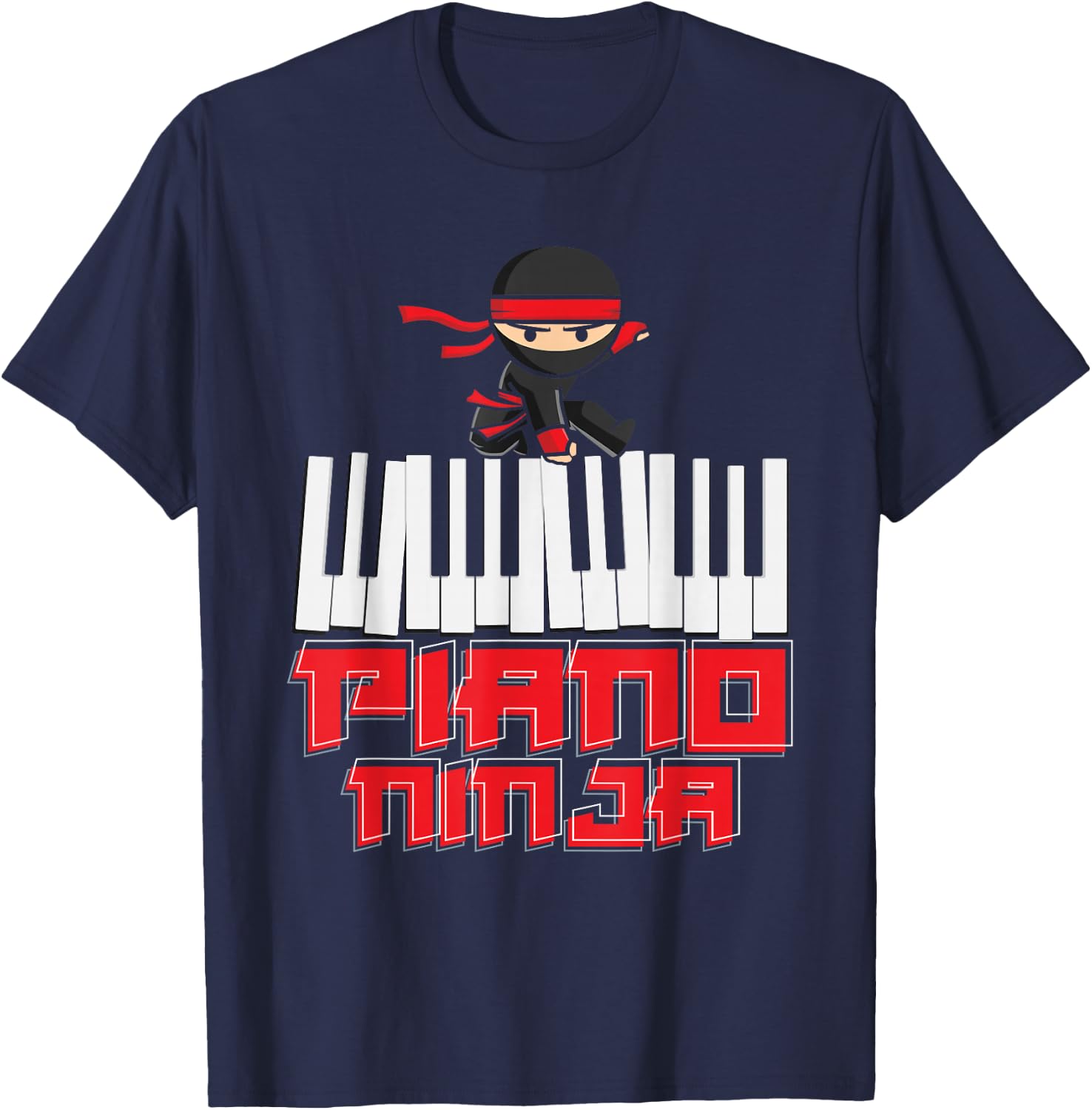 Piano Ninja Pianist Keyboard Player Musician Funny Piano T-Shirt - T-Shirt | Navy