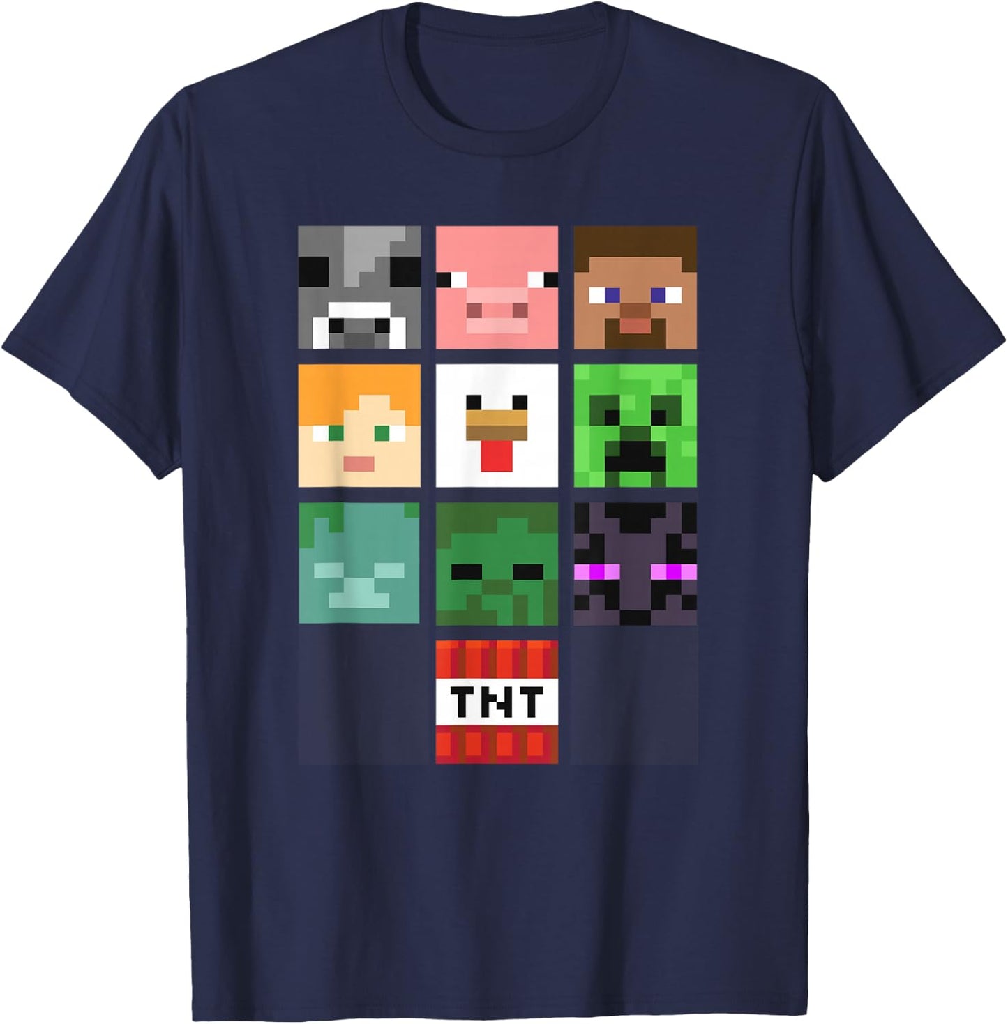 Minecraft Group Shot Faces Collage T-Shirt - T-Shirt | Navy