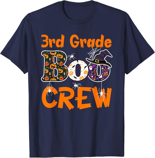 3rd Grade Boo Crew Halloween Gifts Teachers Students Costume T-Shirt - T-Shirt | Navy