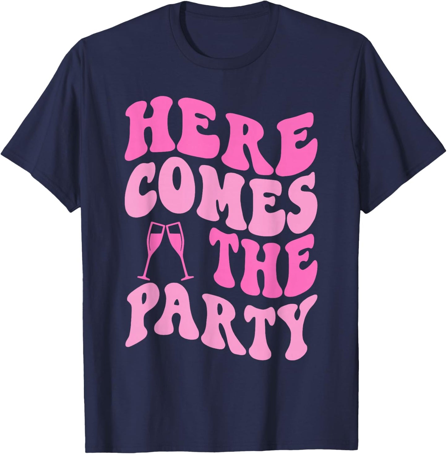 Here Come The Party Bride Groovy Bachelorette Party T-Shirt - T-Shirt | Navy