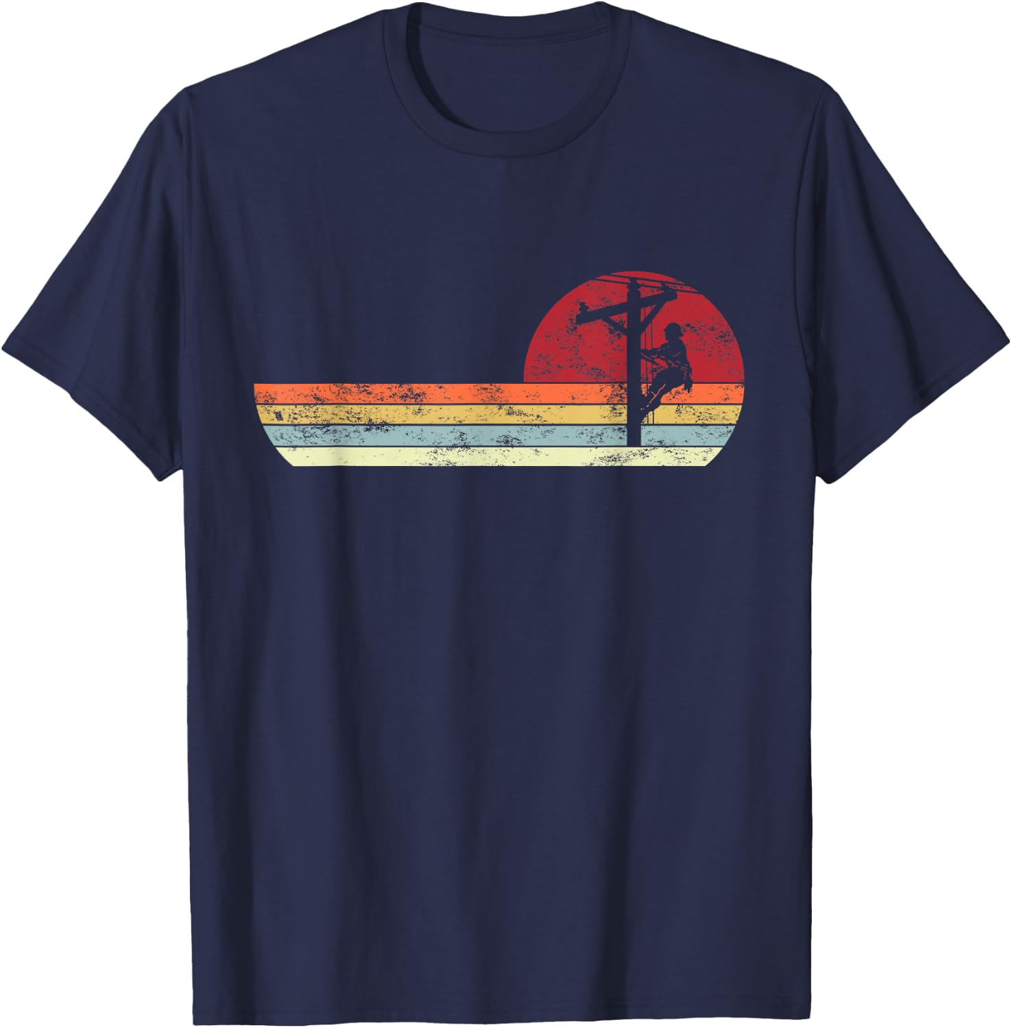 Lineman Retro Style Electrician T-Shirt - T-Shirt | Navy