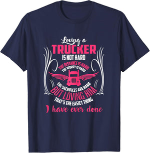 Trucker Truck Driver Girlfriend Wife T Shirts Gifts T-Shirt - T-Shirt | Navy